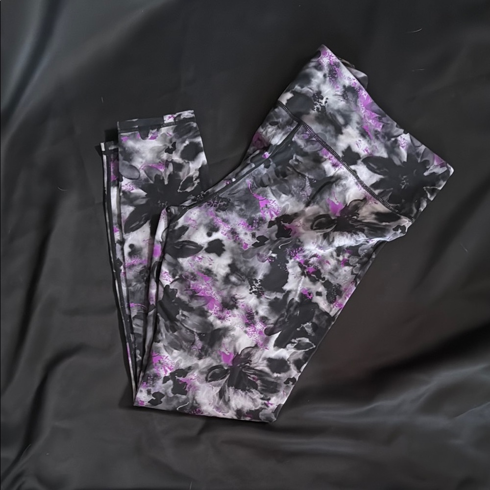 ZYIA Purple and Black Tie-Dye Leggings